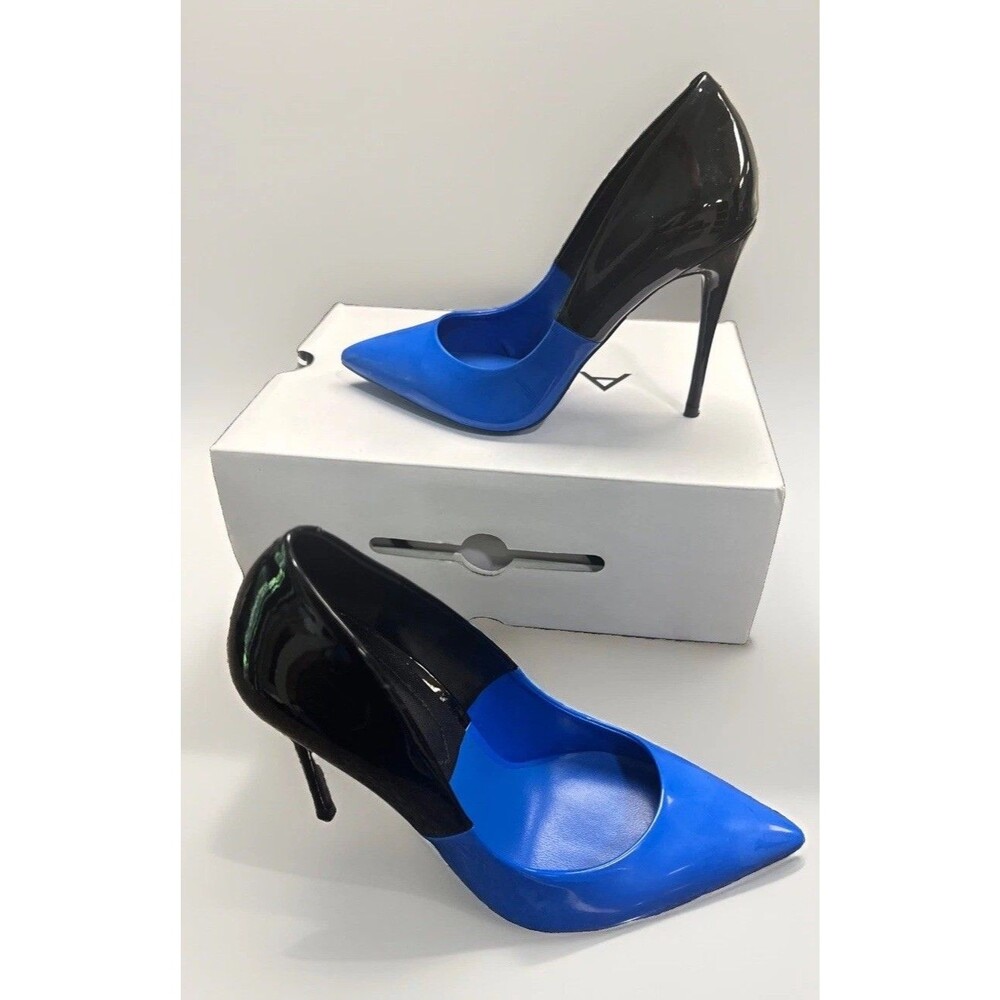 ALDO Stessy-3 Blue Black Patent Stiletto Pumps Women's 6 Pointed Toe Heels